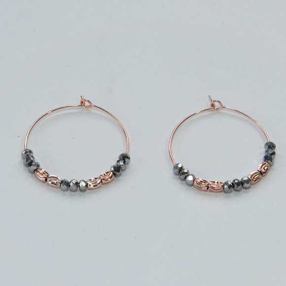 Jewelry - Rose gold hoop earrings with beads